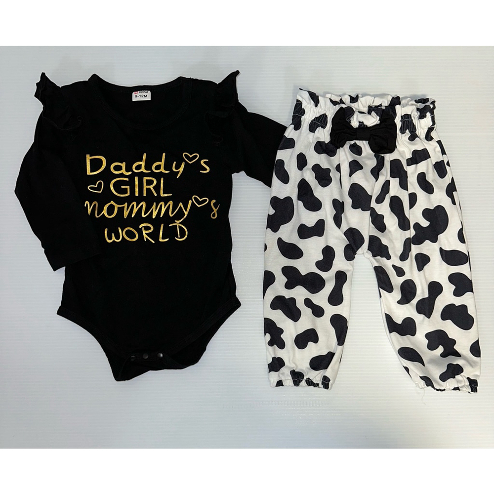 PatPat Outfit Set Baby Girl Size 9-12M Black/White Daddy’s Girl Mommy’s World